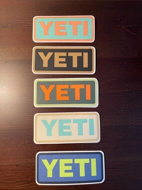 Yeti Multicolor Logo Sticker Set in Orange, Teal, Brown, Lime, and Aqua